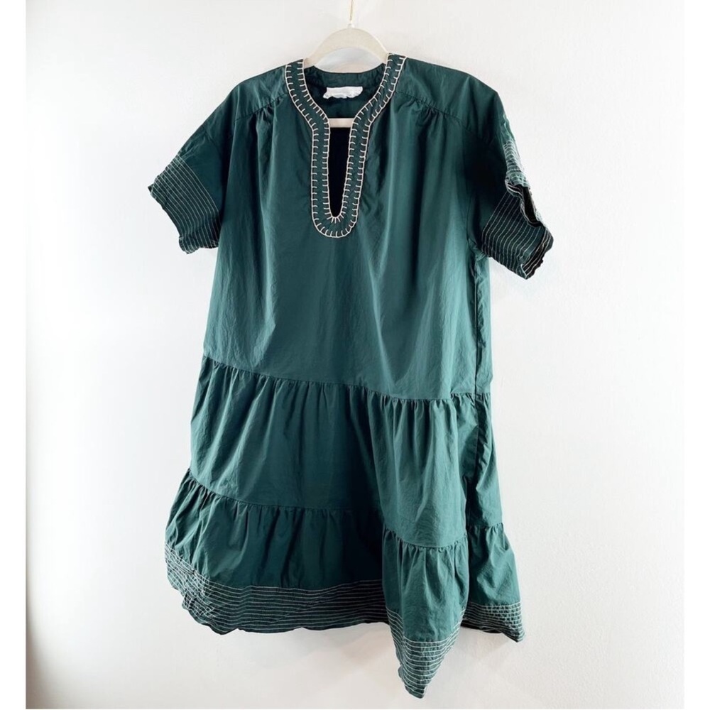 Pomander Place by Tuckernuck Evergreen Kinsley Dress L NWT Tiered Mini Shift - Picture 11 of 11
